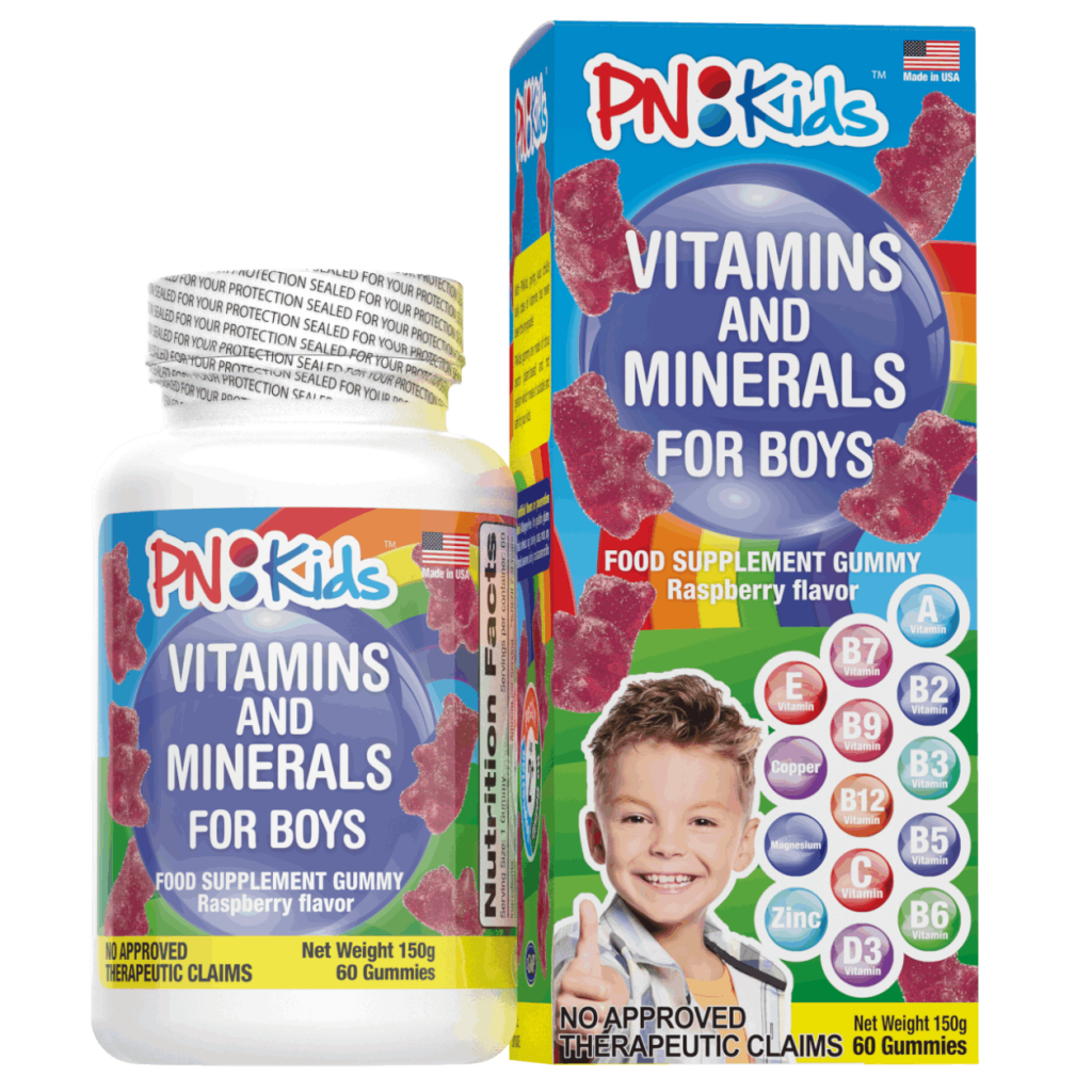 Multivitamin + Minerals for Boys Raspberry flavored gummies